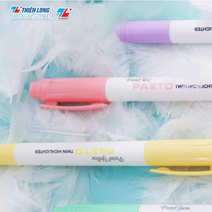 Bút dạ quang màu Pastel Thiên Long Pazto HL-016 - Bút dạ quang rửa được - Không để lại vết khi Photocopy 5 cây/hộp
