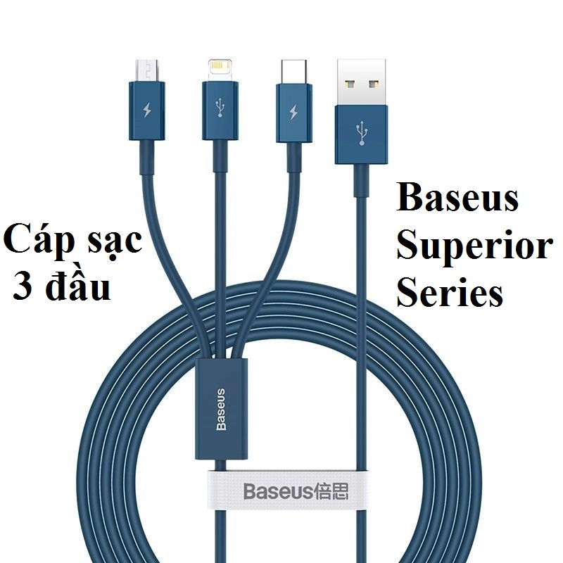 Cáp sạc 3 đầu 3.5A Baseus Superior Series (1.5m)
