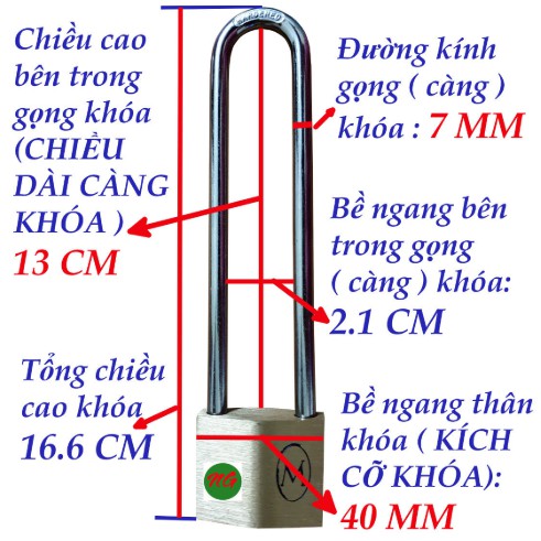 Ổ khóa càng dài 13cm thân 4cm tháo rời hoàn toàn khỏi thân