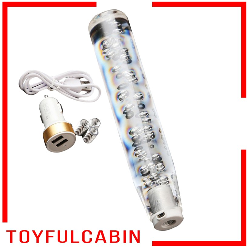 Núm Gạt Cần Số Xe Hơi Có Đèn LED Hình Bong Bóng Pha Lê Thông Dụng 25cm