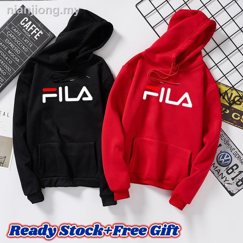 Áo Hoodie Fila Tay Dài Dáng Rộng Phong Cách Hàn Quốc Cho Nam Và Nữ