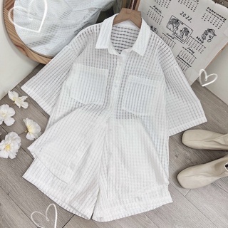 SET ÁO SƠ MI XỐP KÈM SHORT