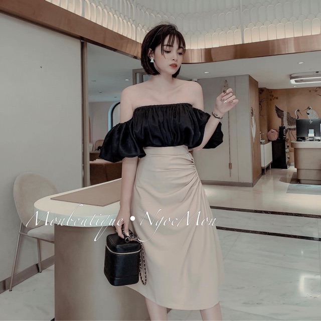 Pass Set Chân Váy + Áo trễ vai Sang chảnh mặc đi tiệc, đám cưới, Prom