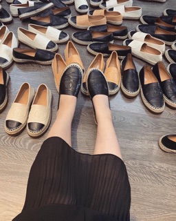 Giày slipon chanell viền đế cói basic