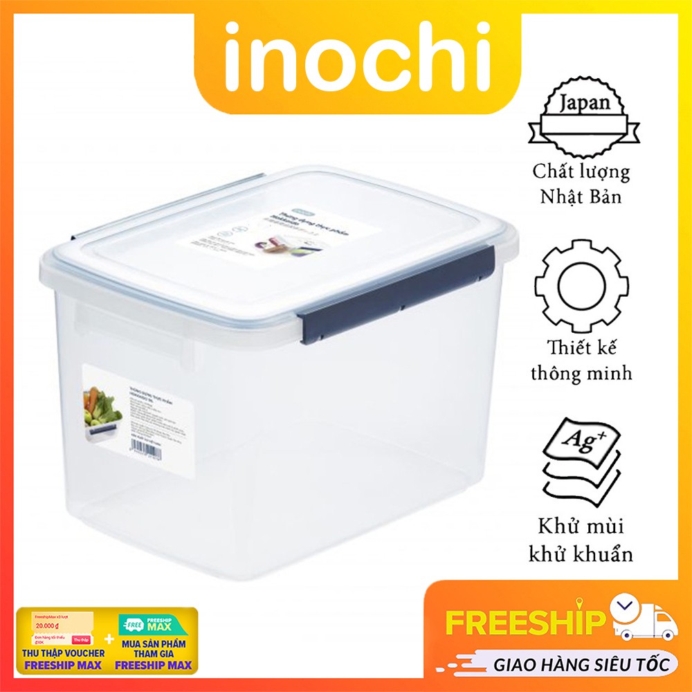 Thùng Đựng Thực Phẩm Inochi Hokkaido ( Loại 10L) Có Nắp Đậy, Hộp Chứa Thức Ăn Để Tủ Lạnh, Nhựa Cao Cấp,Công Nghệ NhậtBản