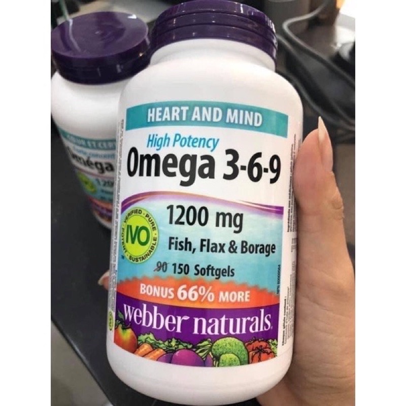 Dầu cá Omega 3-6-9, chính hãng Webber Naturals, Canada hộp 150 viên