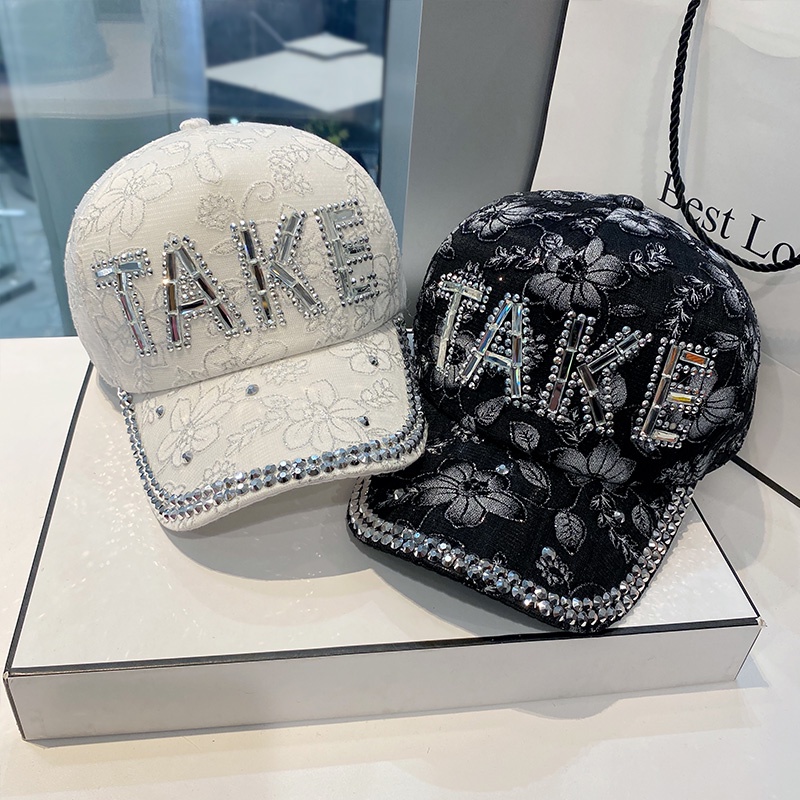 Mũ Lưỡi Trai Chống Nắng Phối Ren Đính Đá Thời Trang Đường Phố Hàn Quốc