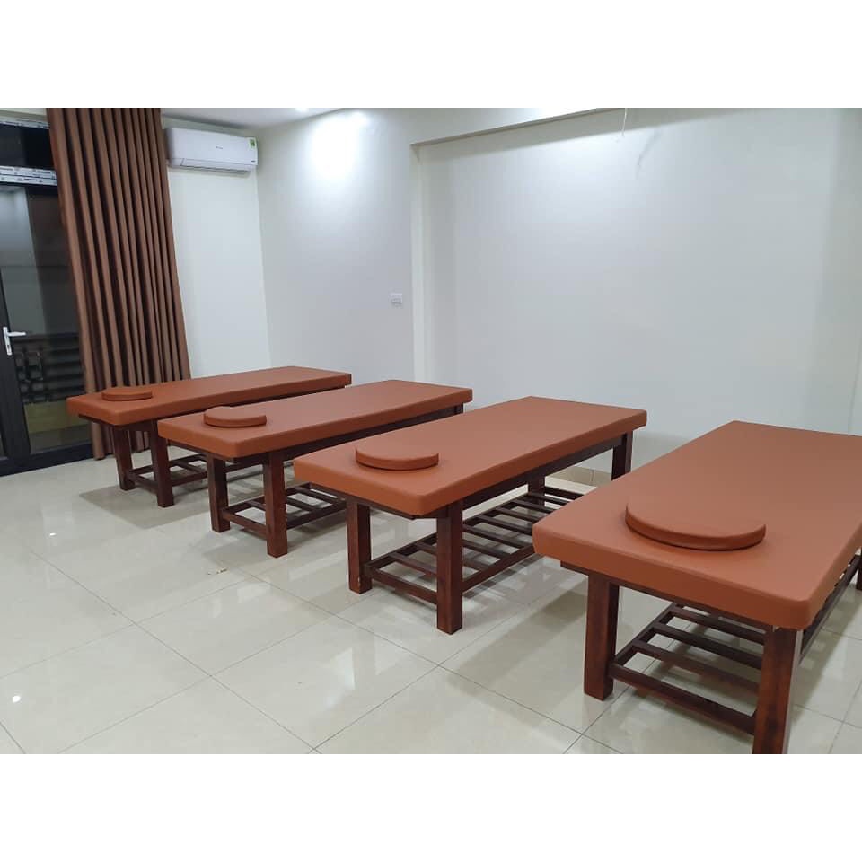 Giường spa chân gỗ, giường massage body gỗ thịt chắc chắn có đặt theo kích thước riêng