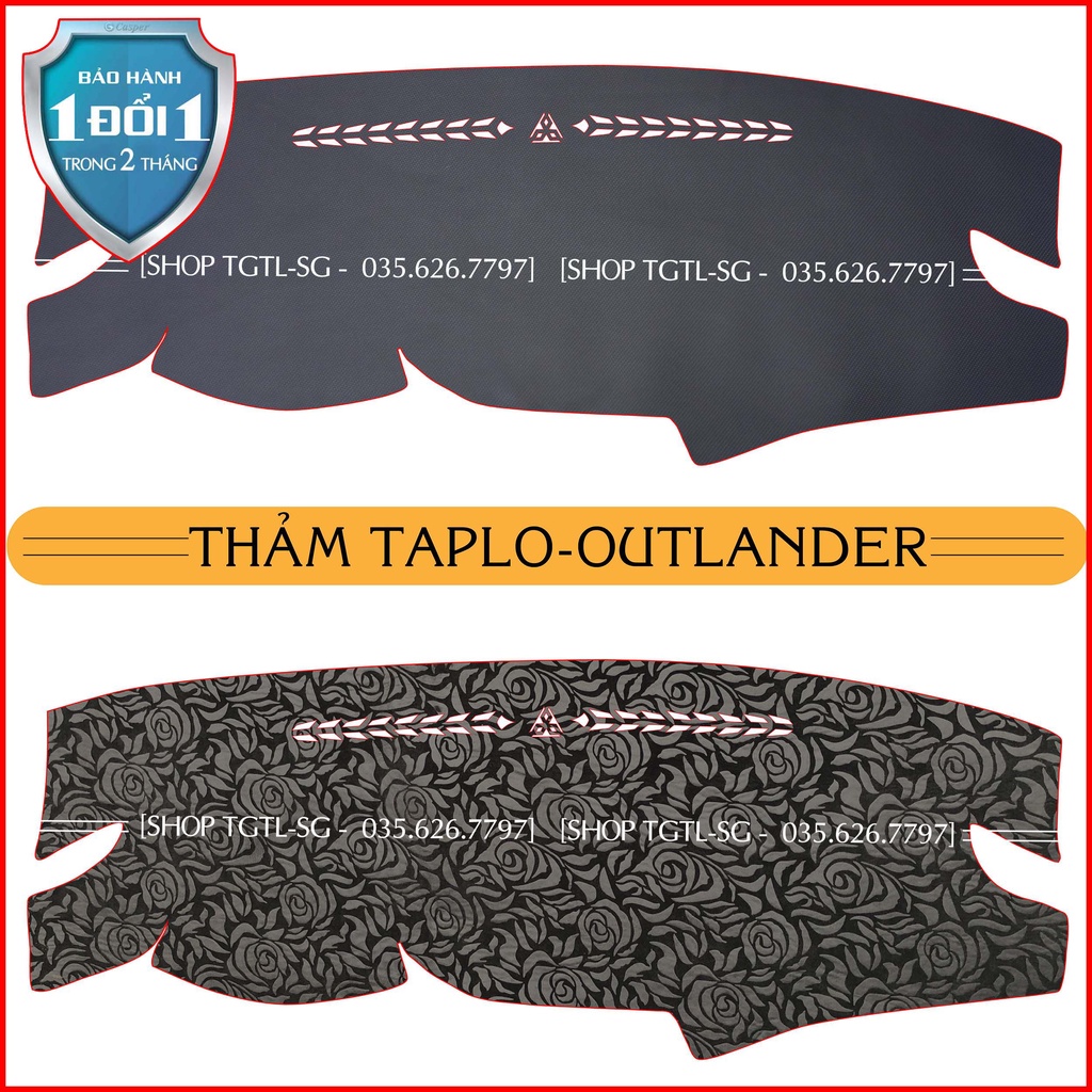 [outlander 2018+]Thảm bảo vệ Taplo oto loại da vân gỗ,da cacbon,da nỉ đen và nhung lông cừu dày 3 lớp