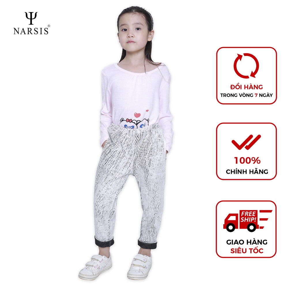 Quần thu đông bé gái Narsis KP0010 chất Cotton màu trắng vân đen
