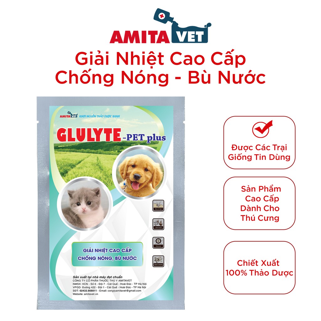 Giải nhiệt cho chó mèo GLULYTE Plus 35g AMITAVET giúp chăm sóc thú cưng chống nóng giảm stress tăng dề kháng bù nước