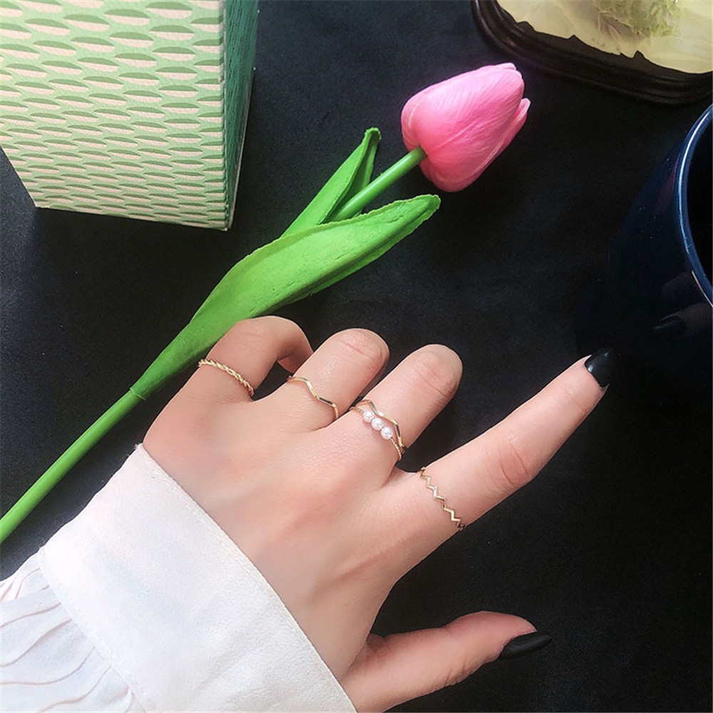 Set of 5 Korean fashion pearl rings for women | BigBuy360 - bigbuy360.vn