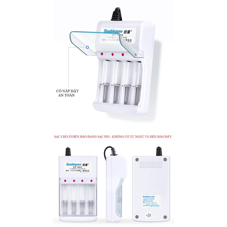 Bộ Sạc Pin AA và AAA Doublepow DP-B02 và Pin tiểu sạc AA 1200 mAh, Pin đũa sạc AAA 900 mAh