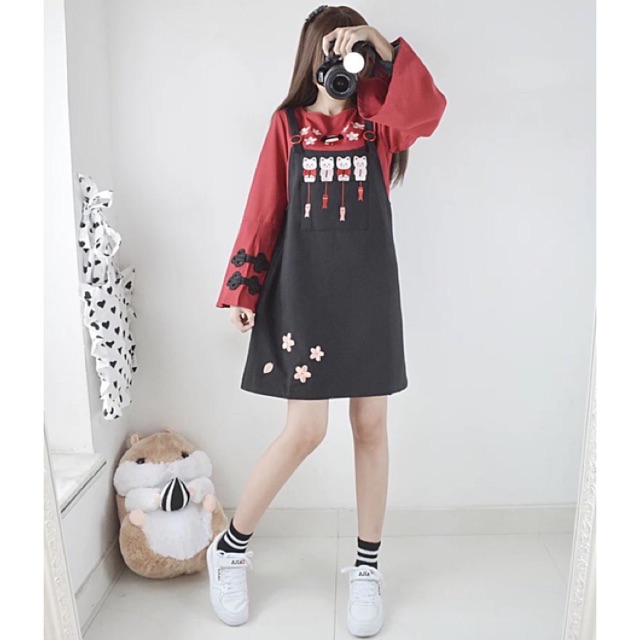SÉT ÁO/YẾM Đỏ Đen Ulzzang