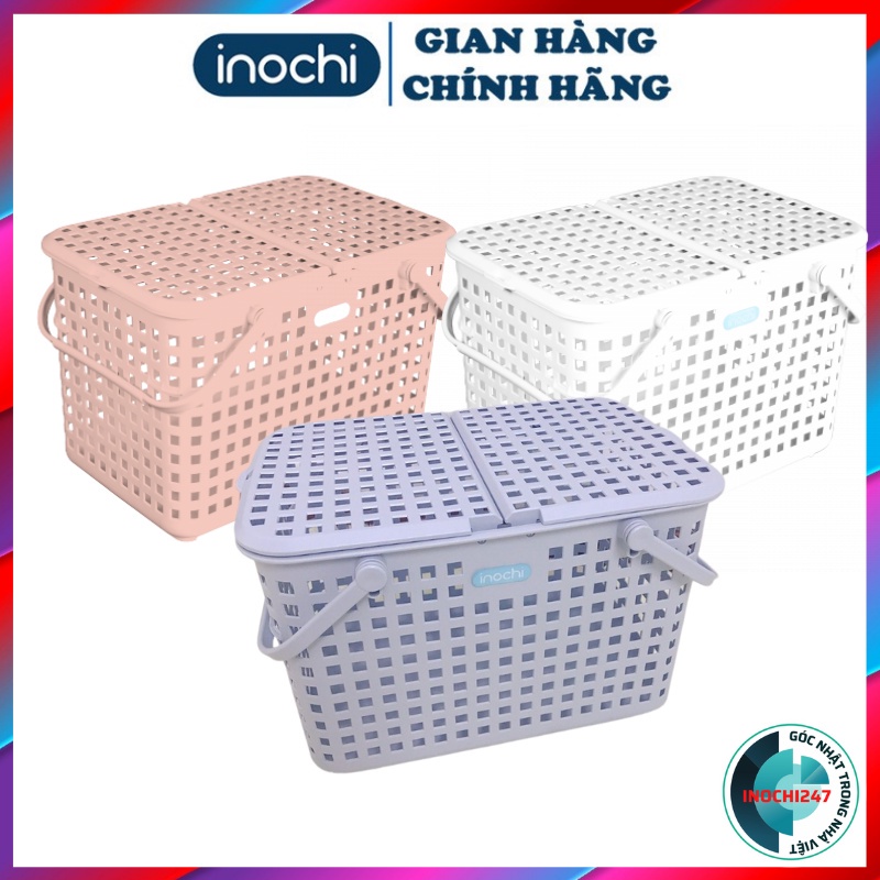 Giỏ đựng quần áo, đồ chơi Inochi - nhựa cao cấp có quai xách tiện lợi + nắp đậy