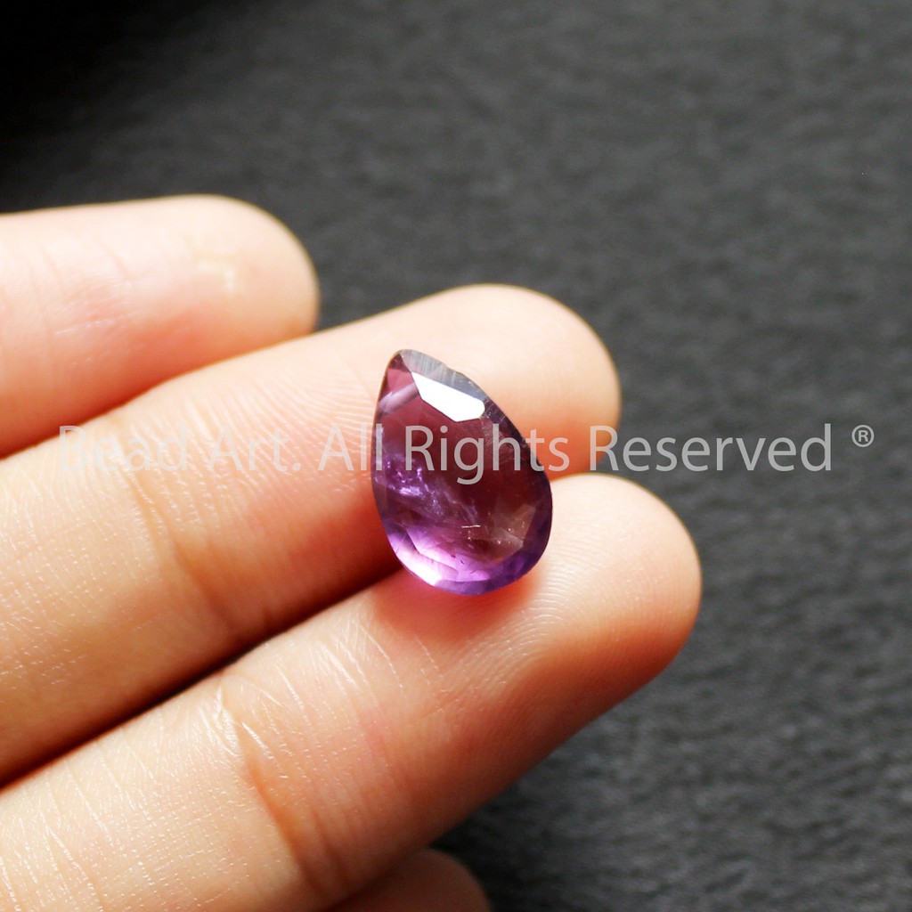 Hạt T. Anh Tím (Amethyst) Dạng Giọt Nước 12.5x10mm Loại A, Đá Phong Thuỷ, Đá Làm Trang Sức, Mặt Dây Chuyền