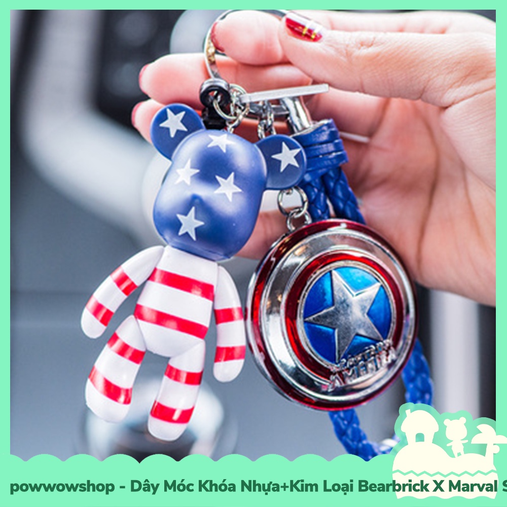 [Sẵn VN - Hỏa Tốc] Dây Móc Khóa Nhựa + Kim Loại Mẫu Bearbric X Superheroes Siêu Anh Hùng Marve