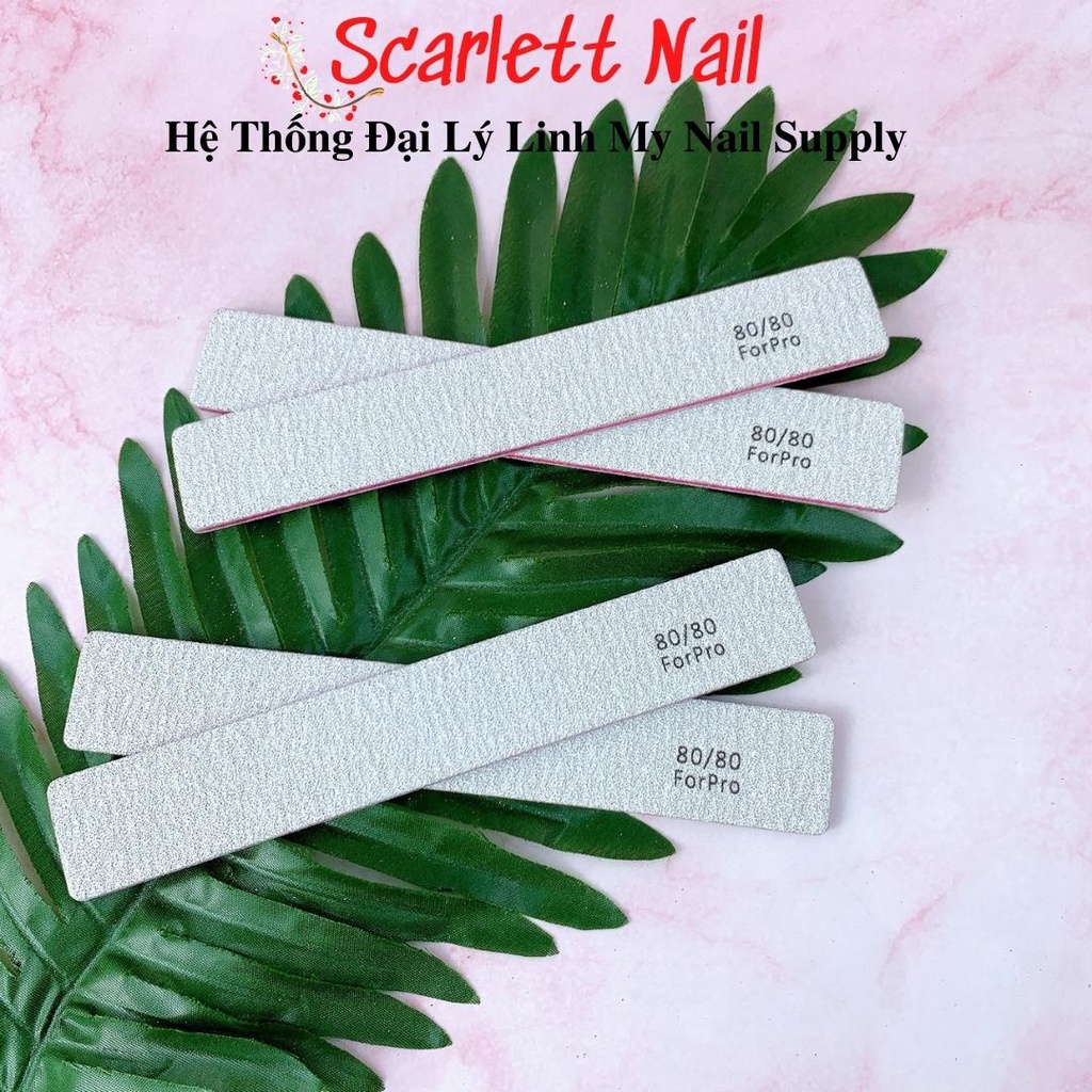 Dũa Móng Nail For Pro Xám Lõi Hồng Độ Nhám 80/80 - Dũa Móng Phá Gel Phá Bột