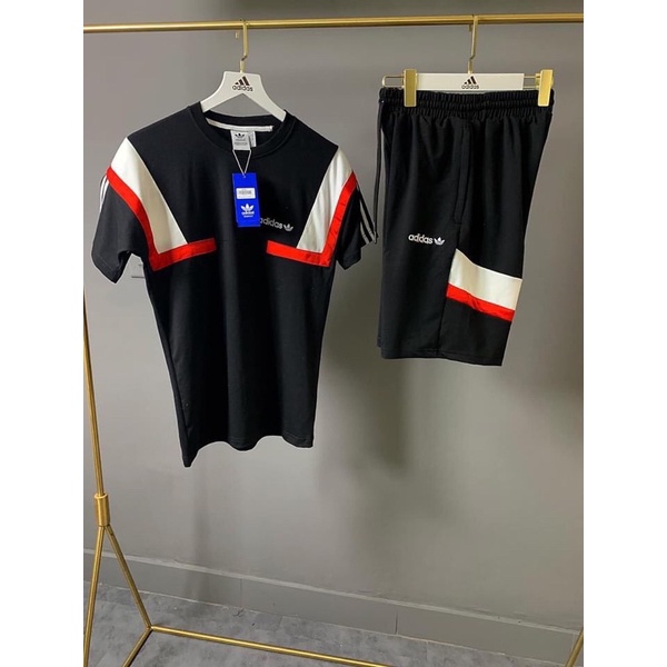 Bộ thể thao nam  cổ tròn phối đỏ cho các anh | BigBuy360 - bigbuy360.vn