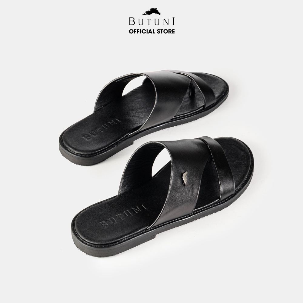 Dép xỏ ngón da thật Butuni Tinh Sandals - Đen