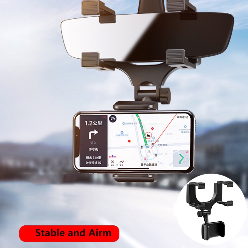 Giá Đỡ Điện Thoại/GPS Xoay 360 Độ Gắn Kính Chiếu Hậu Xe Hơi° Giá Đỡ Điện Thoại Gắn Tấm Che Nắng Ô Tô Xoay Được Tiện Dụng