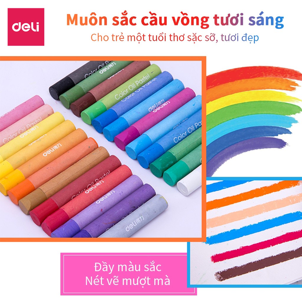 Bút sáp dầu chuyên nghiệp Deli - Hộp giấy - 24/36/48 màu - 72087 / 72088 / 72089