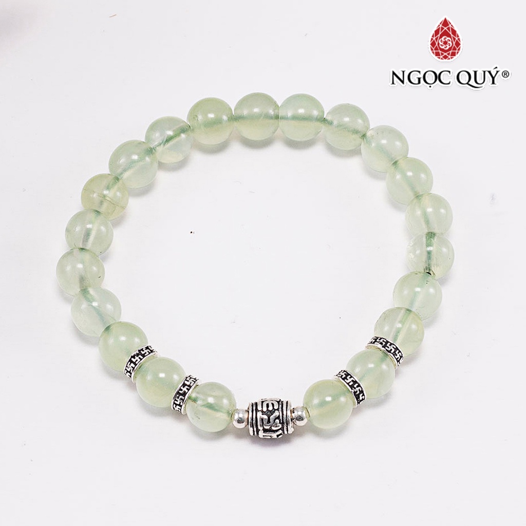 Vòng tay TA xanh phối charm lục tự bạc - Ngọc Quý
