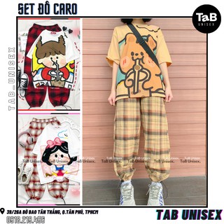 Set đồ Caro, quần dây ống rút (ảnh thật)