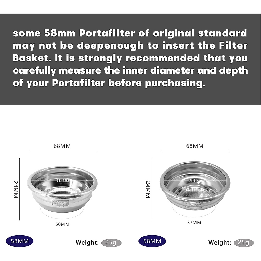 💎Giỏ Lọc Cà Phê Bằng Thép Không Gỉ 58mm 1 / 2 Cho Máy Pha Cà Phê Espresso