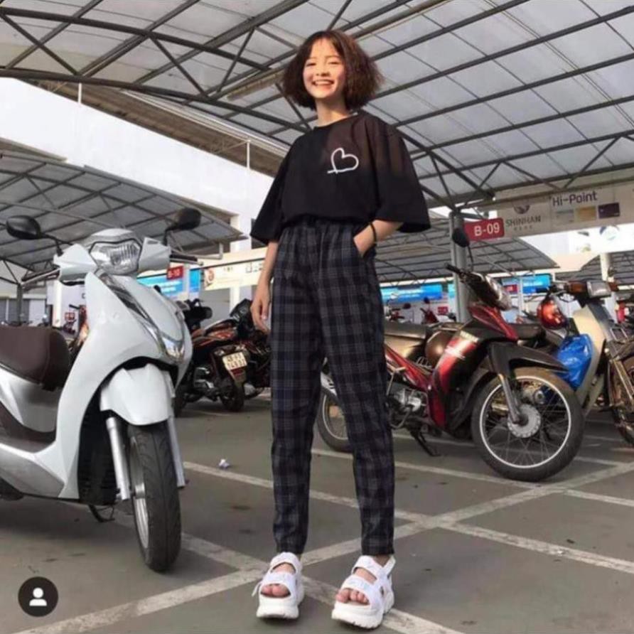 1hitshop QUẦN SỌC CARÔ XANH ĐEN - PLAID PANTS KAKI UNISEX