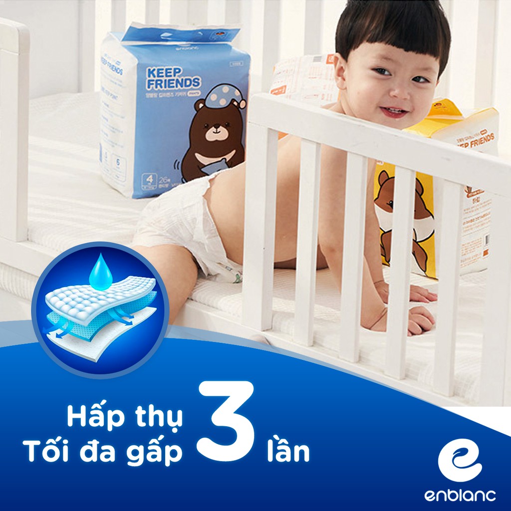 Combo 2 Tã Bỉm Dán ENBLANC KEEP FRIENDS Size L28 Nội Địa Hàn Quốc Siêu Thoáng Mát, Thấm Hút