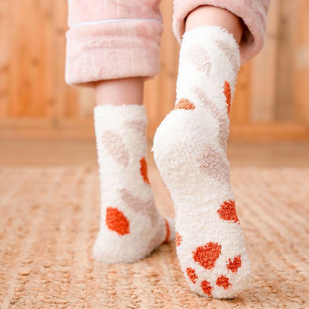 Tất Cổ Trung Kẻ Sọc In Hình Chân Mèo Thoáng Khí Giữ Ấm VANES1