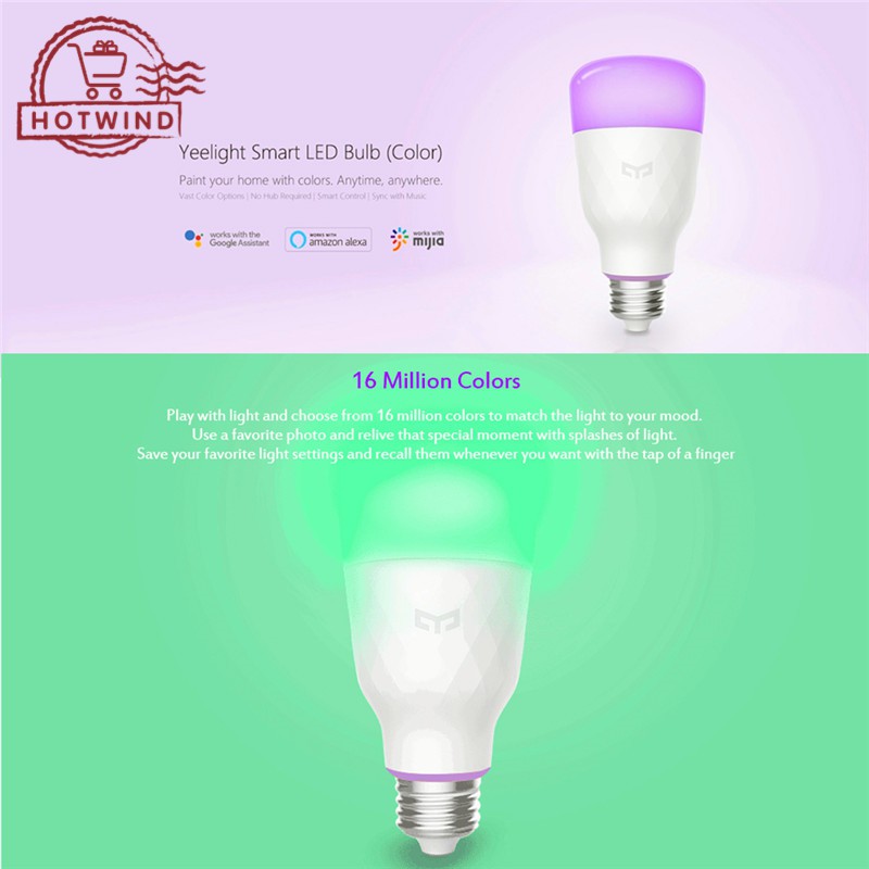 Bóng đèn LED thông minh Xiaomi yeelight yldp06yl E26 E27 10W RGBW kết nối WiFi