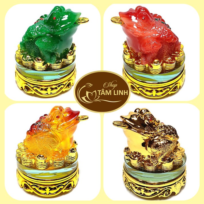 Cóc (Thiềm Thừ) Ngọc Phong Thủy Đế Kiếng Xoay Cao 14 cm