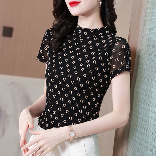 Áo Thun Tay Ngắn Chất Liệu Lụa Mỏng Thời Trang Mùa Hè Cho Nữ