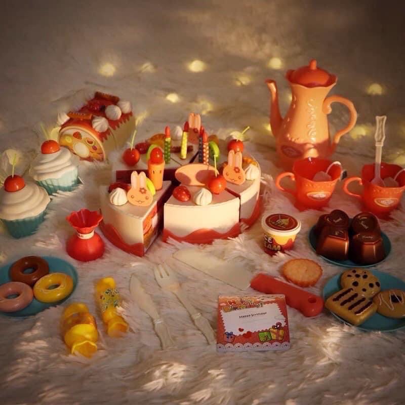 Đồ chơi bánh sinh nhật loại lớn 85 chi tiết kèm nhạc và đèn  hộp đựng xịn xò