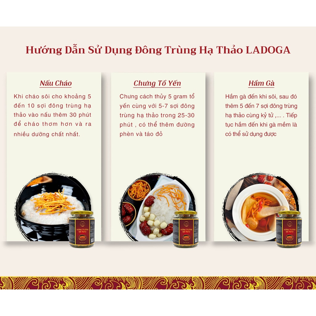 Đông Trùng Hạ Thảo LADOGA sấy thăng hoa đóng hộp 10gr và 15gr