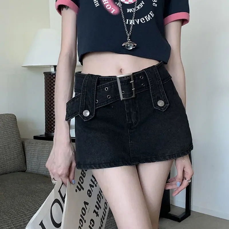 (Cửa Hàng Bán Chạy) Chân Váy Denim Dáng Chữ a Cạp Cao Thiết Kế Rách Cá Tính Cho Nữ
