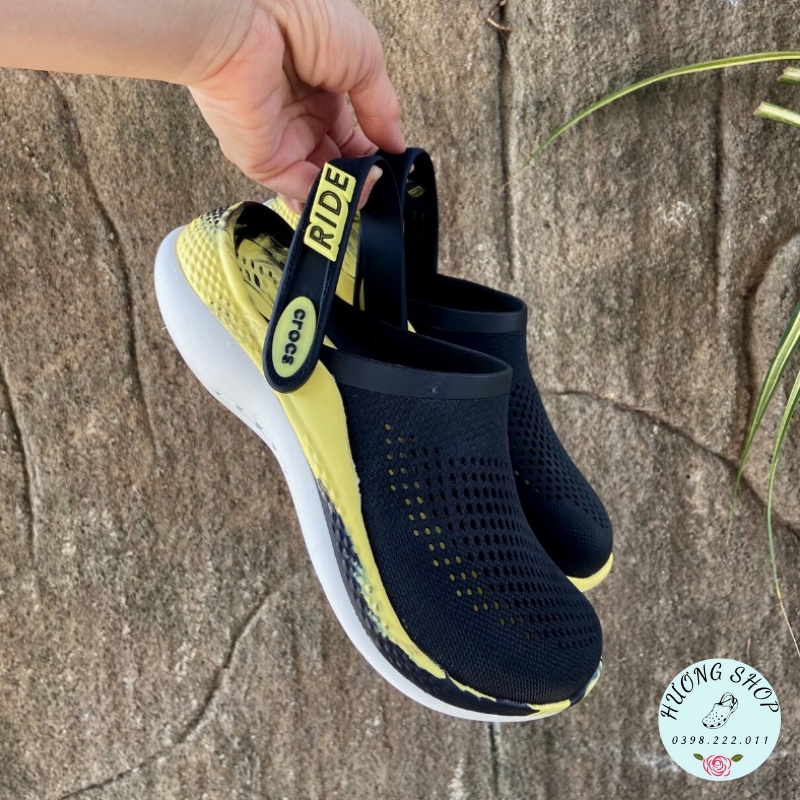 Sục Literide 360 clog màu đen loang siêu êm mềm nhẹ, bền đẹp cho nam nữ