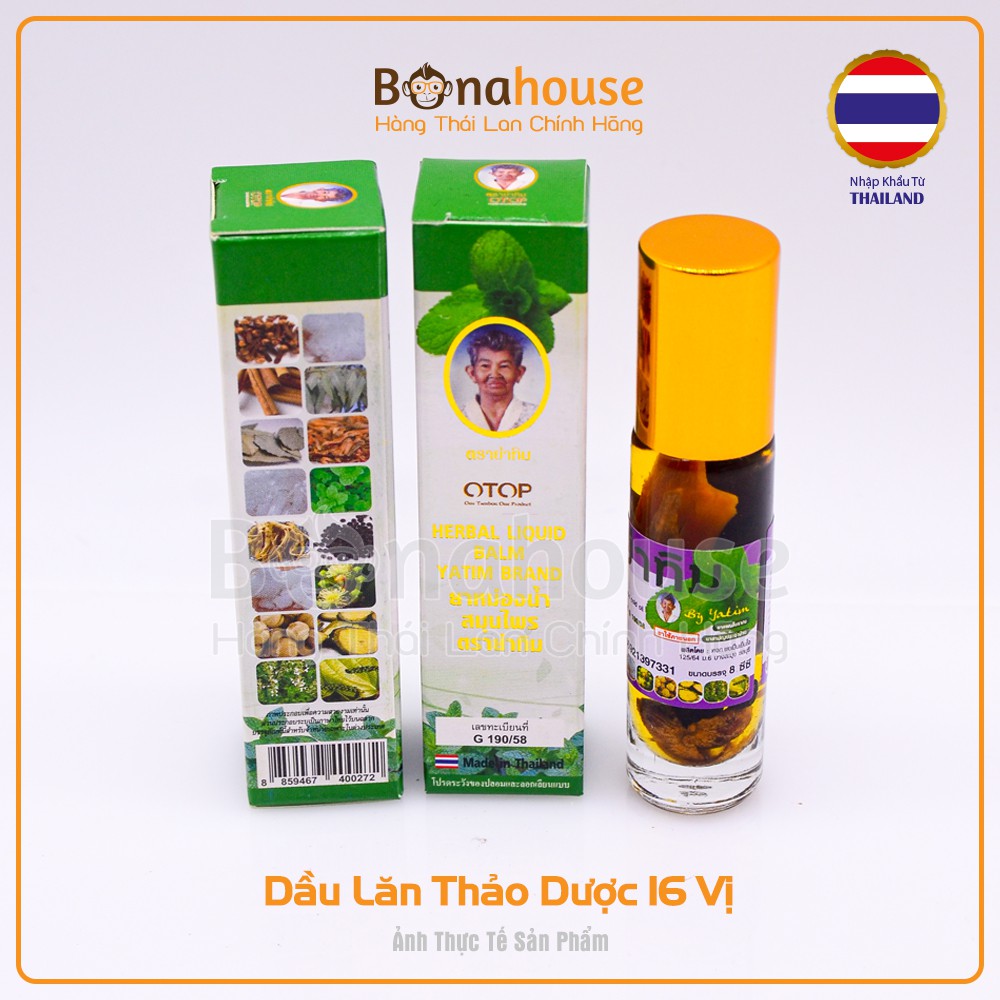 Dầu Nóng Ngâm 16 vị Thảo Dược Otop Yatim Brand Thái Lan 8ml