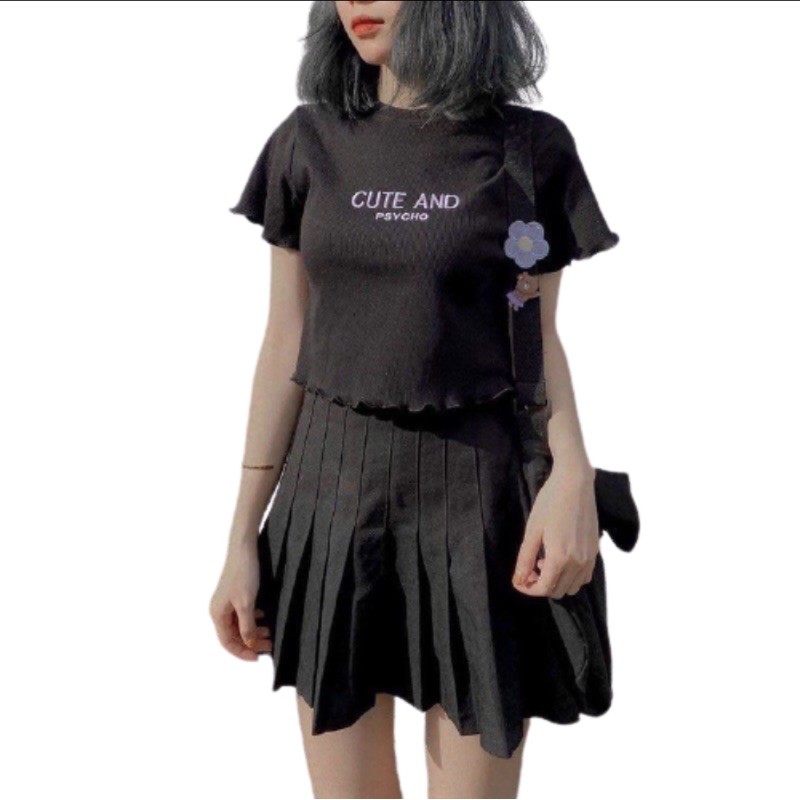 ÁO CROPTOP thêu chữ CUTE AND (ch)