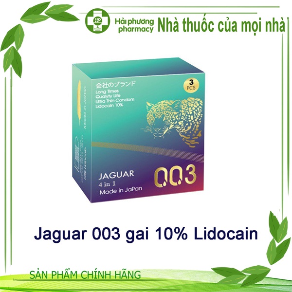 Bao cao su Jaguar 0.03 gai 10% Lidocain Nhật Bản ôm sát, chống tụt, trơn mỏng và kéo dài thời gian, bao cao su cao cấp
