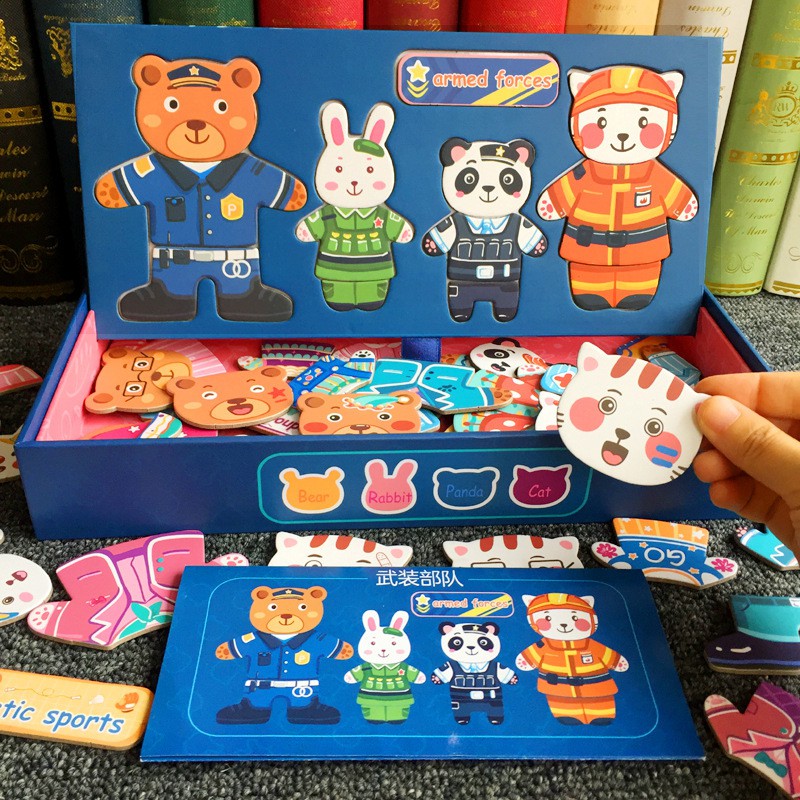 Đồ chơi ghép hình trí tuệ trẻ em đa chức năng 3 4 5 6 tuổi phát triển trí thông minh cho bé - Bộ gia đình gấu
