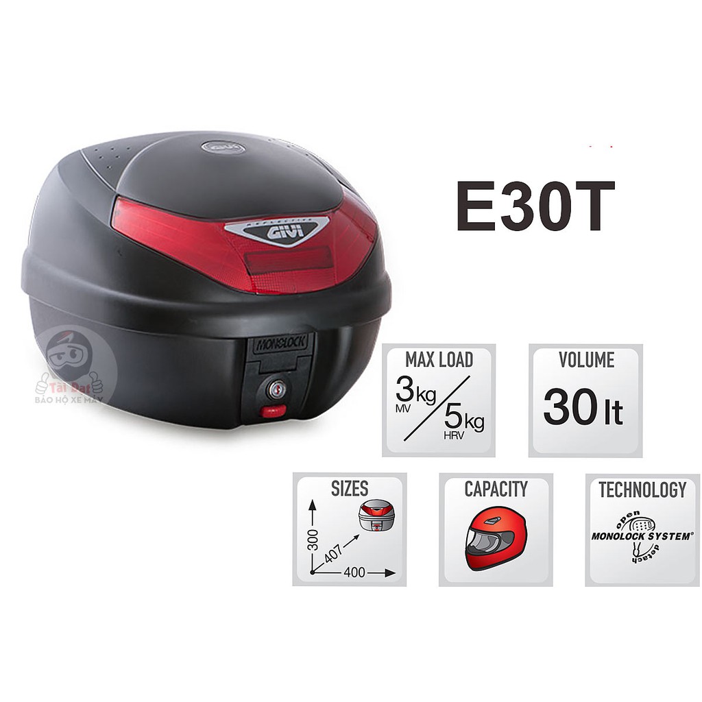 Thùng GIVI E30T tặng kèm đế MP60N