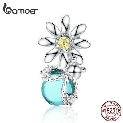 Hạt trang sức chính hãng Bamoer SCC1369 bằng bạc 925 hình đom đóm hoa cúc và rắn làm trang sức nữ