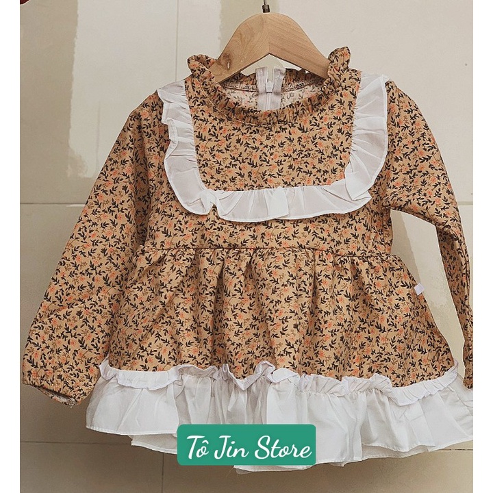 Váy nhung tăm hoa nhí bé gái