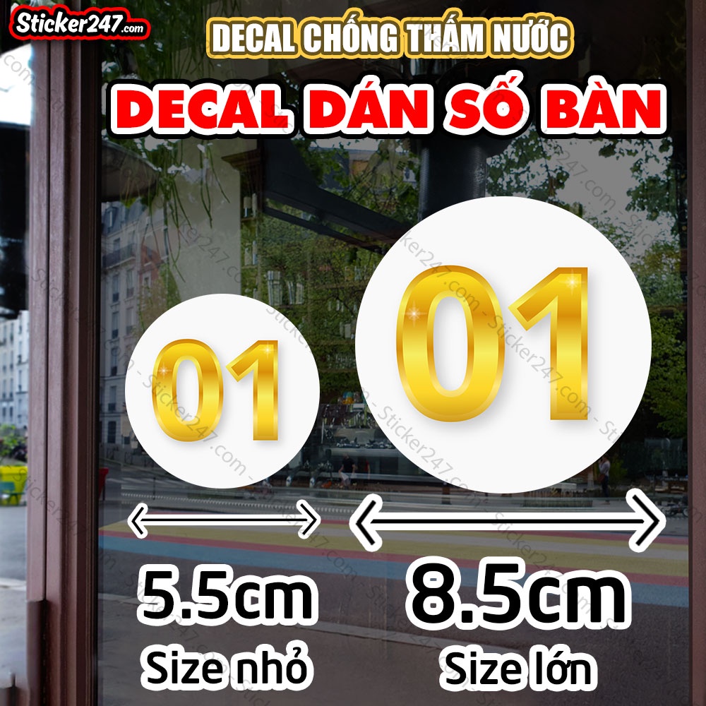 Sticker Số Thứ Tự 𝑭𝒓𝒆𝒆𝒔𝒉𝒊𝒑 Decal Chống Nước Dán Số Bàn Trang Trí Quán Trà Sữa, Cafe, Ăn Vặt, Decal Dán Tường, Dán Kính