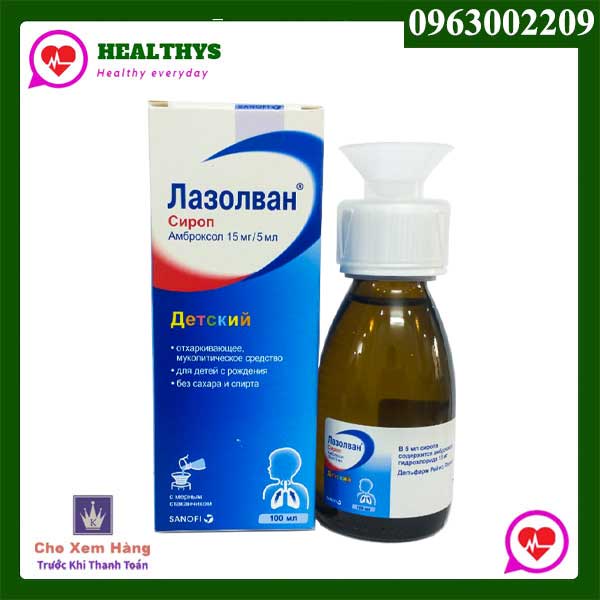 (Hàng Chính Hãng) Siro ho và tiêu đờm Lazolvan 100ml của Nga