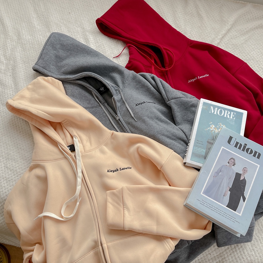 Áo khoác nỉ Hoodie in chữ Aleyah Lavelle trước ngực nhiều màu form rộng ulzzang - Made by Fiin