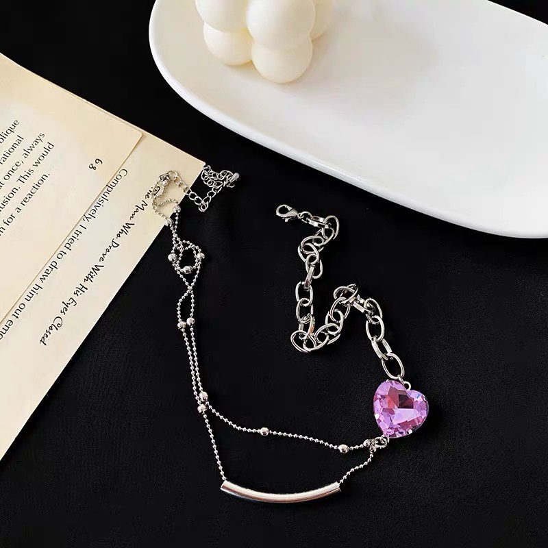 Choker Vòng Cổ Hợp Kim Phối Đá Trái Tim Xinh Xắn Mainia Shop